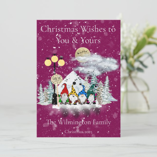 Festive Elf Quartet-familjen - julklapp - platt Kort (Stående Fram)