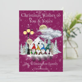 Festive Elf Quartet-familjen - julklapp - platt Kort