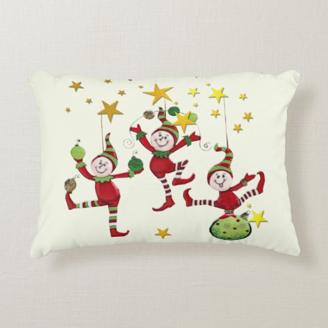 Festive Elves jul-DECOR Prydnadskudde (Framsidan)