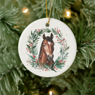 Festive Equestrian Horse WAN God jul Julgransprydnad Keramik