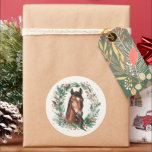Festive Equestrian Horse WAN God jul Runt Klistermärke<br><div class="desc">Etiketter för märkning av fessionsfri Helgdag för hästdjurens frisk med andedräkt God jul</div>