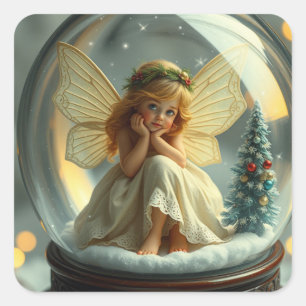 Festive Fairy Stickers Fyrkantigt Klistermärke