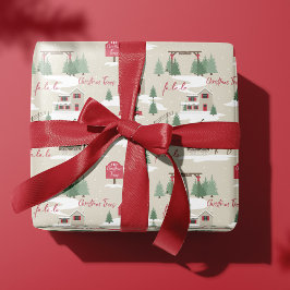 Festive Fala Vintage jul Träd Farm Wrapping Presentpapper