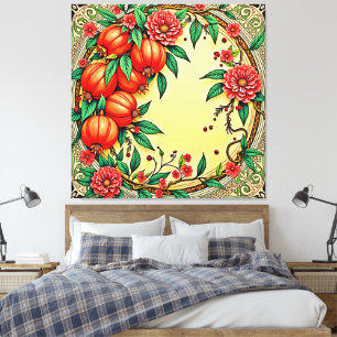 Festive Fall Blommigt Illustration Design Canvastryck