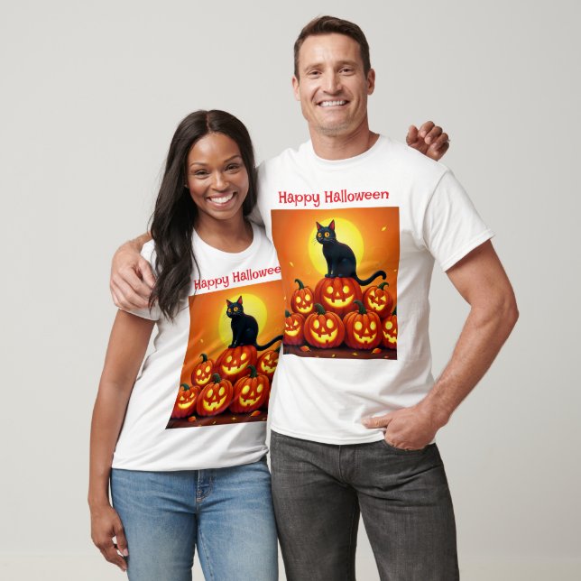 Festive fall Halloween konst Black kattdjur vän T Shirt (Unisex)