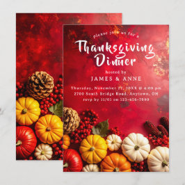 Festive Fall Harvest Thanksgiving Dinner Inbjudningar