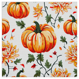 Festive Fall Pumpkins and Chrysanthemums Tyg