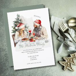 Festive Family Gathering Watercolor Illustration Inbjudningar