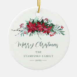 Festive Family Poinsettia-Helgdagar Julgransprydnad Keramik