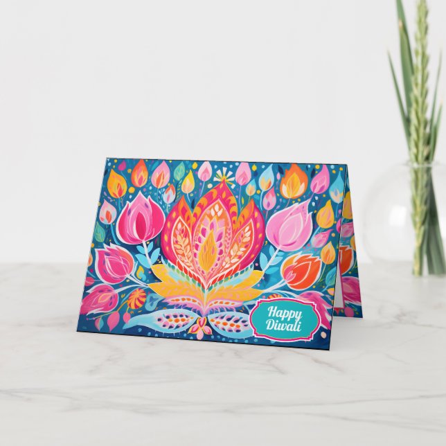 Festive Fauvist Diwali Hälsning Helgkort (Framsida)
