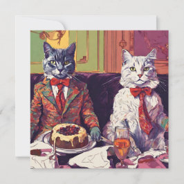 Festive Fauvist Kattdjurs Cute-julkort Julkort