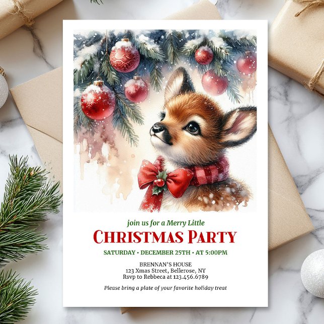 Festive fawn snowy forest cozy winter Christmas  Inbjudningar (Festive fawn snowy forest cozy winter Christmas invite

)