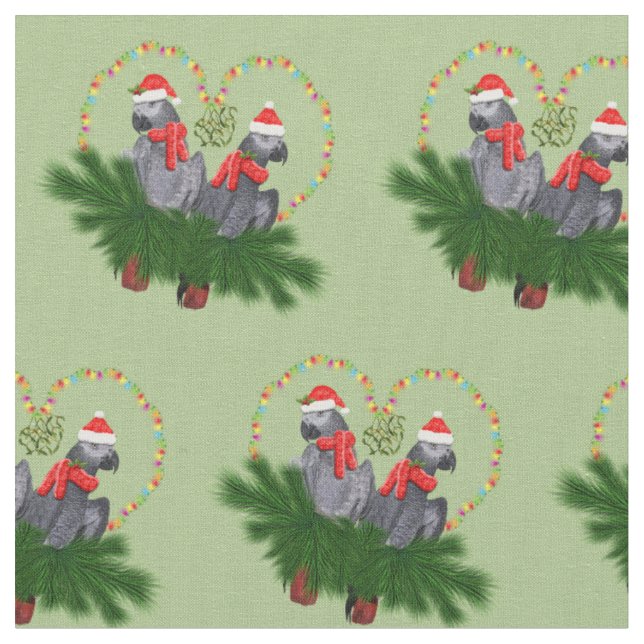 Festive Featherball Fabric (Ljust grönt) Tyg (Närbild)