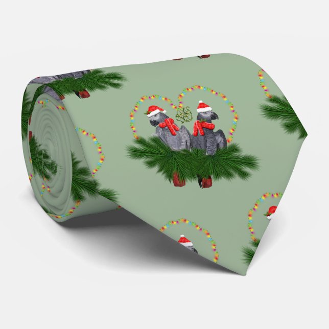 Festive Featherball Tie (Ljust grönt) Slips (Rullad)