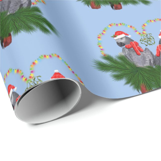 Festive Featherball Wrapping Papper (Blue) Presentpapper (Rullad Hörn)