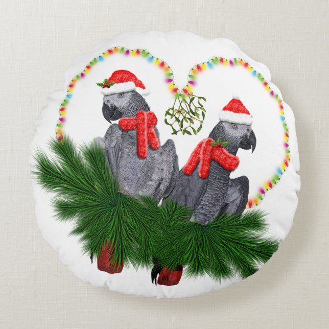 Festive Featherbollar Pillow Rund Kudde (Framsidan)