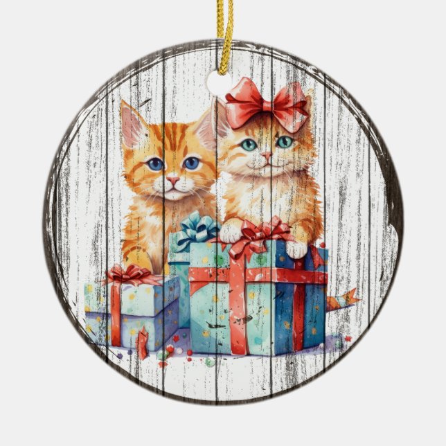 Festive Feline Friends Christmas Ornament (Framsidan)