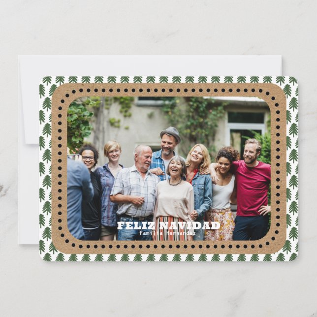 Festive FELIZ NAVIDAD Julgran Photo Julkort (Framsida)