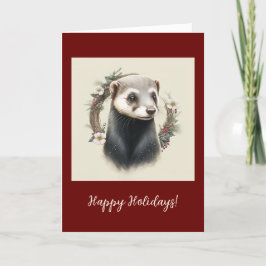 Festive Ferret Pet Foldad Helgdag/julkort Tack Kort