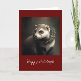 Festive Ferret Pet Foldad Helgdag/julkort Tack Kort
