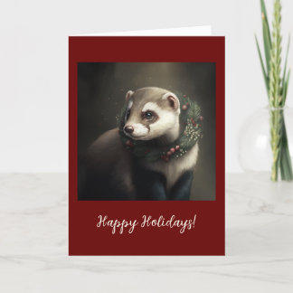 Festive Ferret Pet Foldad Helgdag/julkort Tack Kort
