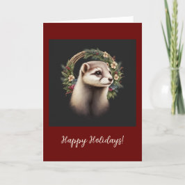 Festive Ferret Pet Foldad Helgdag/julkort Tack Kort