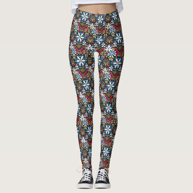 Festive Fiasco-Blommigtar Leggings (Framsida)