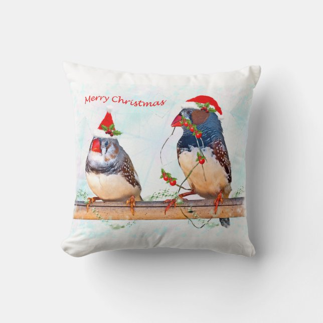 Festive Finches Pillow Kudde (Framsida)