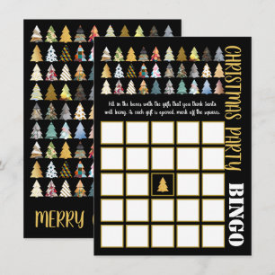 Festive Fir Träd, julkort Party Bingo Card Inbjudningar