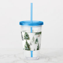 Festive Fir Träd Plastic Tumbler med straw
