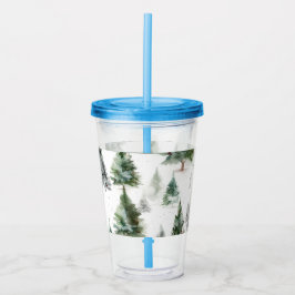 Festive Fir Träd Plastic Tumbler med straw Take Away Mugg