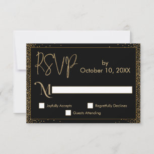 Festive Firande Faux Guld confetti på Black OSA Kort