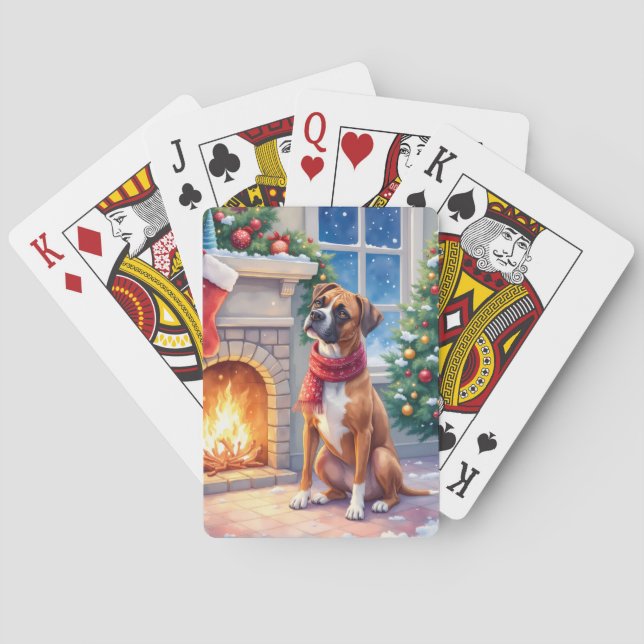 Festive Fireplace Boxer Christmas Art Casinokort (Baksidan)