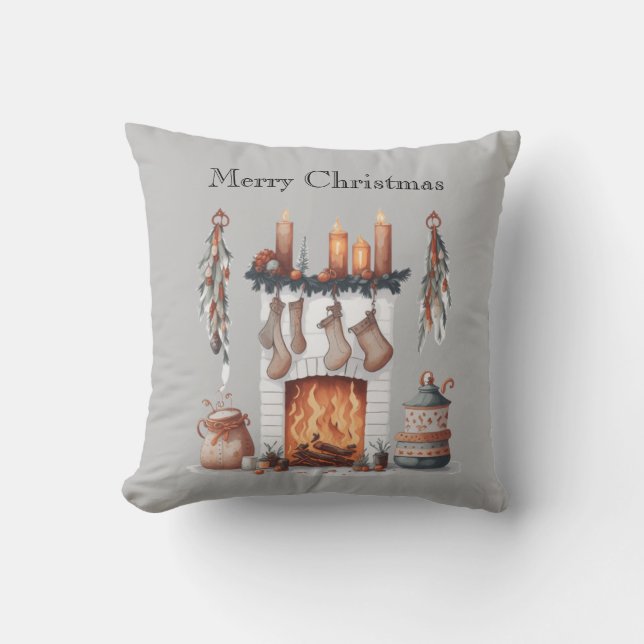 Festive fireplace Quote God jul Kudde (Framsida)