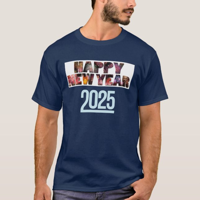 "Festive Fireworks Gott nytt år 2025 T-Shirt (Framsida)