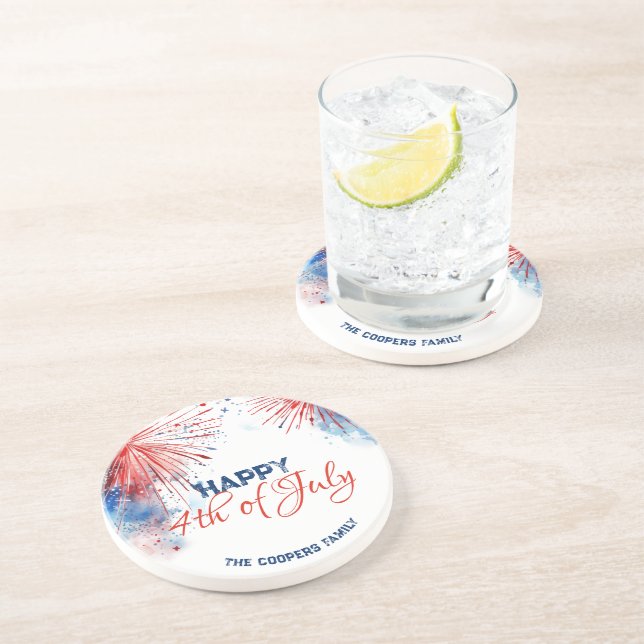 Festive Fireworks Lycklig 4:e Juli-anpassade namn Underlägg (Sidan)