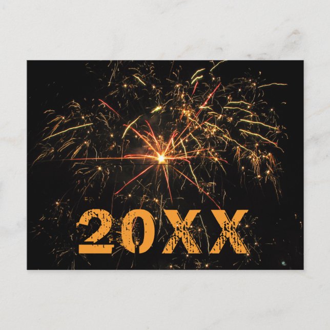 Festive Fireworks Year 2020 med Message Helg Vykort (Framsida)