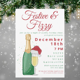 Festive & Fizzy Julfest Champagne Santa Hat Inbjudningar