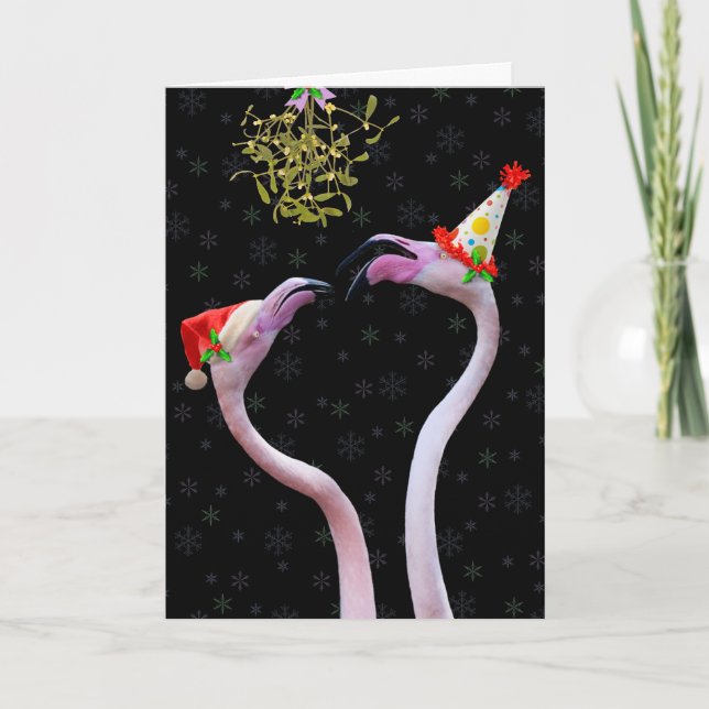 Festive Flamingos julkort Helgkort (Framsida)