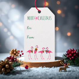 Festive Flamingos-jultid på Presentetikett