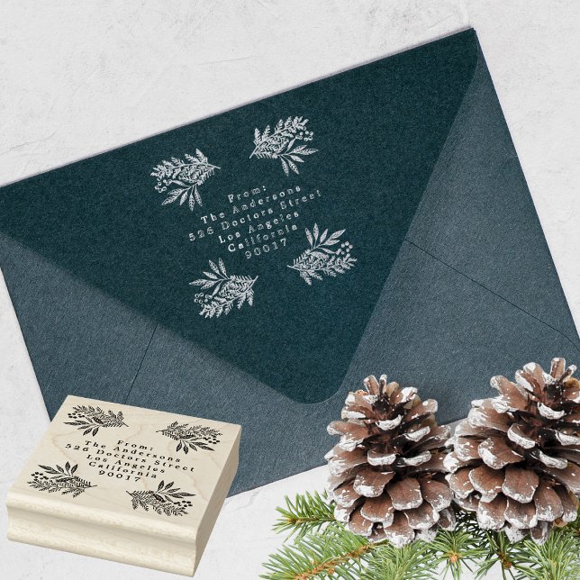 Festive Flora Silver Bläck Stämpel (showcasing Ink Rubber Stamp - additional items (bought separately))