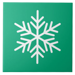 Festive Fold White Nordic Snowflake På Grönt Blue Kakelplatta