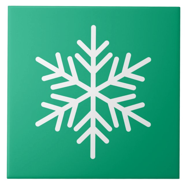 Festive Fold White Nordic Snowflake På Grönt Blue Kakelplatta (Framsidan)