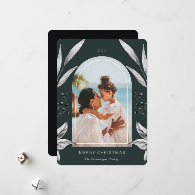 Festive Foliage Arch Photo Ram Julkort (Fram/Back In Situ)