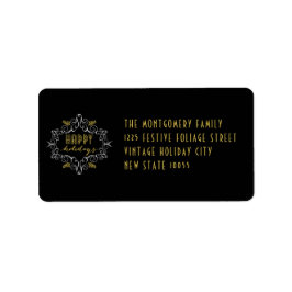 Festive Foliage Art Deco Glad helg Adress Returadress Etikett