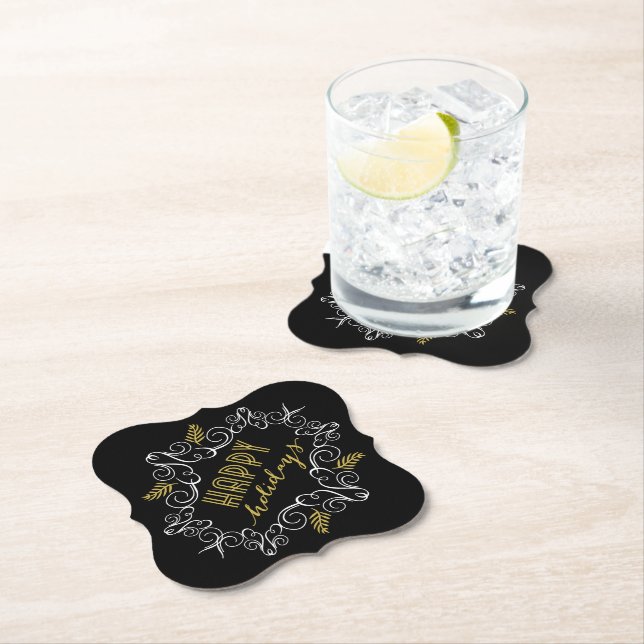 Festive Foliage Deco Guld Ram Julfest Underlägg Papper (Insitu)