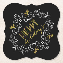 Festive Foliage Deco Guld Ram Julfest Underlägg Papper