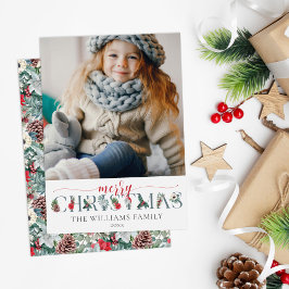 Festive Foliage God jul Blommigt Hälsning Kort