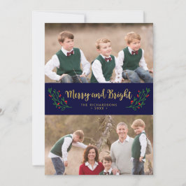 Festive Foliage Merry och Bright Helgdag Photo Julkort