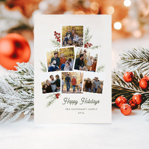 Festive Foliage Photo Träd Ram Flat Helgdag Card Julkort